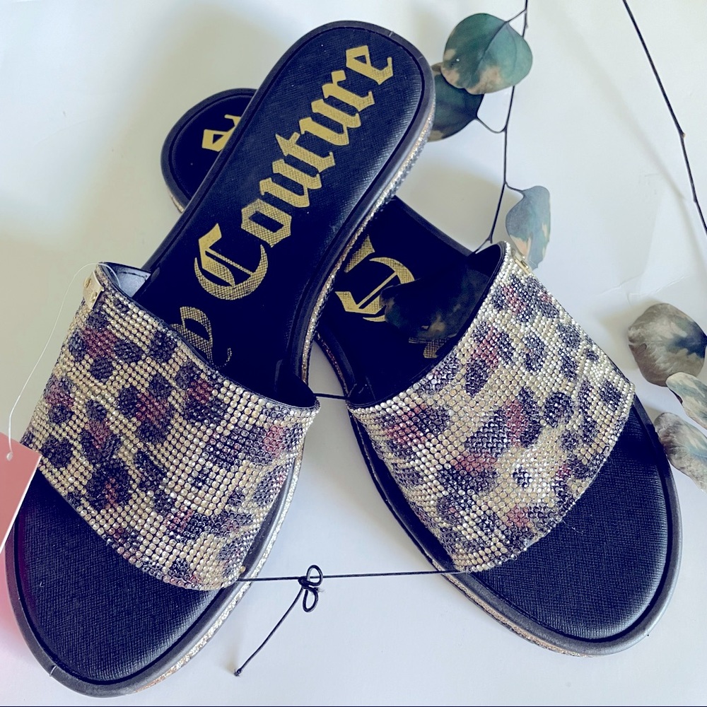 NWT Juicy Couture leopard sparkle sandals. 10